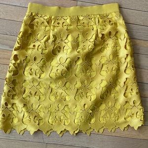 Loft gold/yellow embroidered skirt